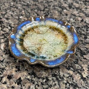 Down to earth Crackled glass pottery Decorative Dish EUC 6 inch